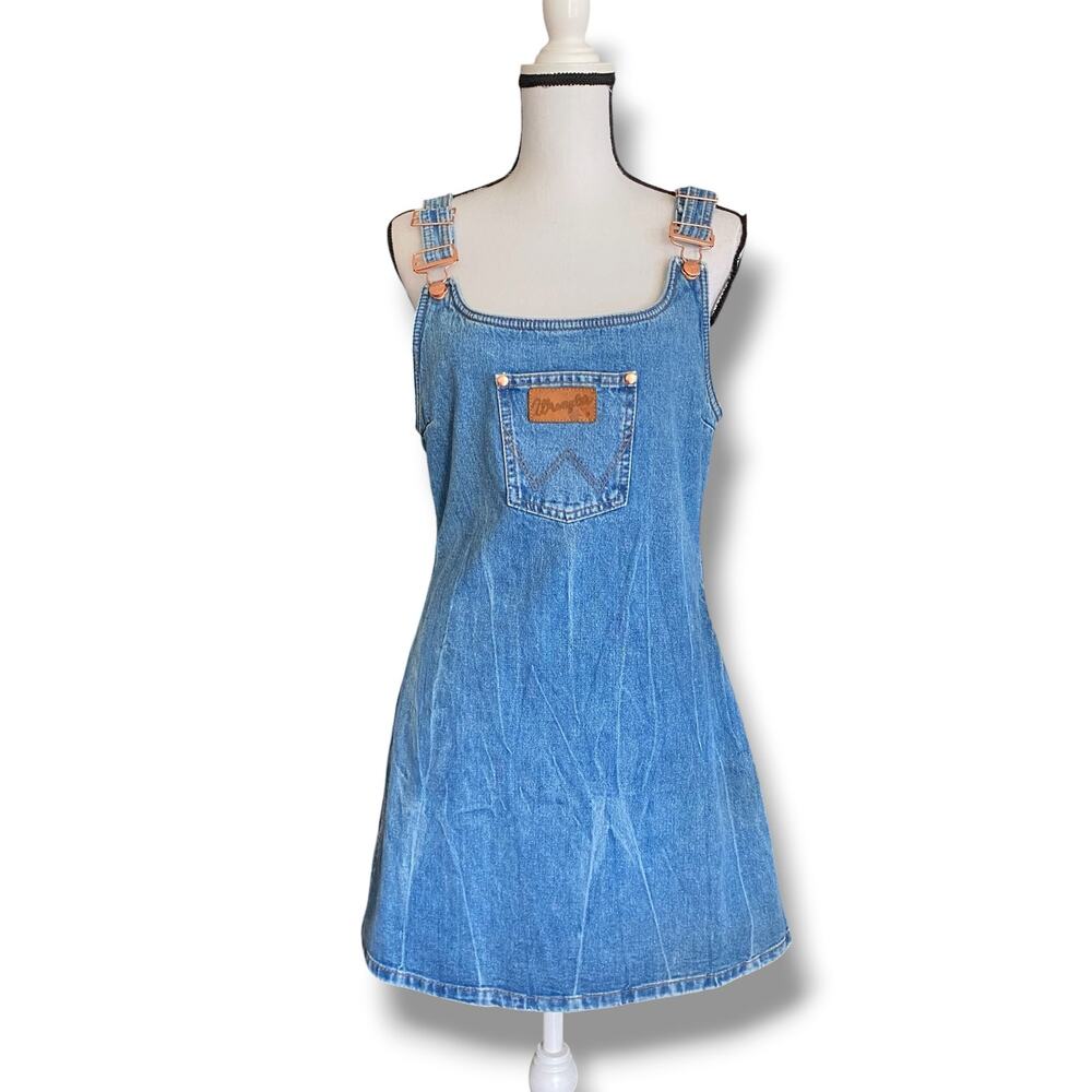 STAUD x Wrangler The Overall Denim Mini Dress Sz M Vintage Blue Wash Western